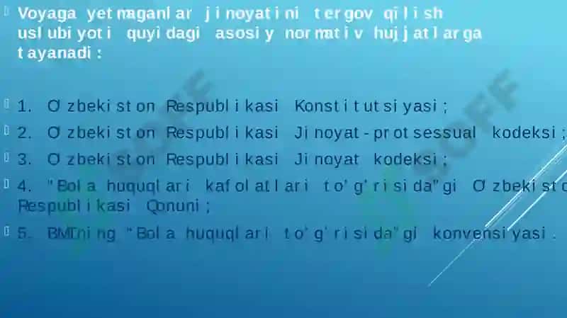 Voyaga yetmaganlar jinoyatini tergov qilish  uslubiyoti 2