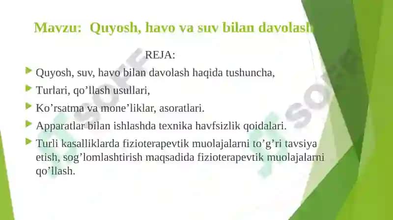 Quyosh, suv, havo bilan davolash 2
