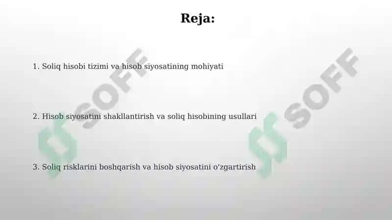 Soliq hisobi tizimi va hisobsiyos 2