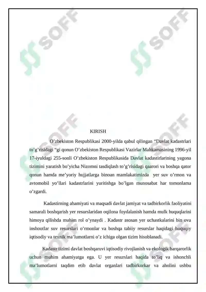 Davlat kadastirlarining chiziqli turlarini yuritishning o'ziga hos xususiyatlari 2