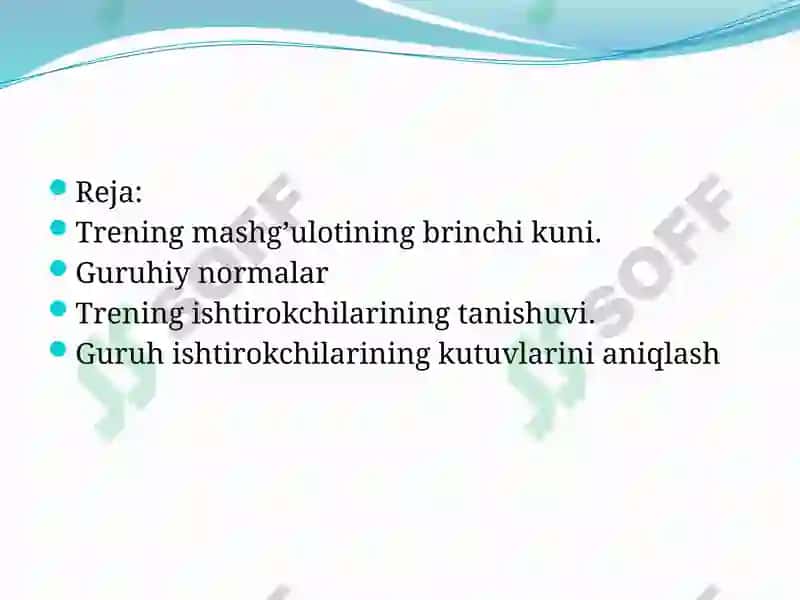 Treningmashg’ulotlarining bosqichi 2