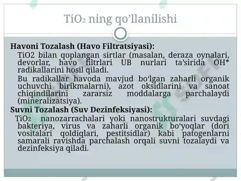Nanomateriallarning qo‘llanilishi 2