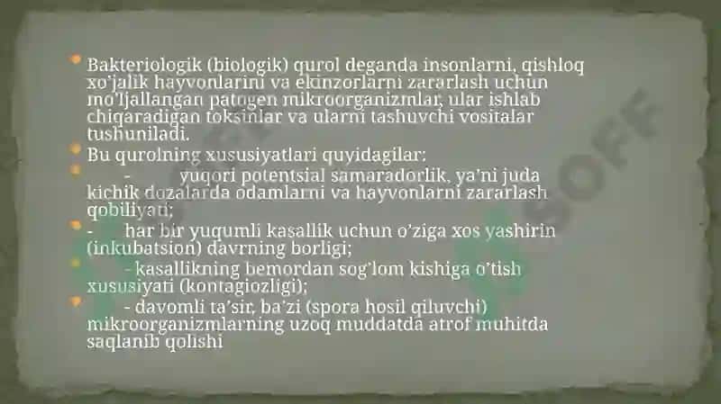 BАKTERIОLОGIK (BIОLОGIK) VOSITALAR BILAN ZАRАRLАNGAN О’CHОQDА EPIDЕMIYAGА QАRSHI CHORA TАDBIRLАR 2