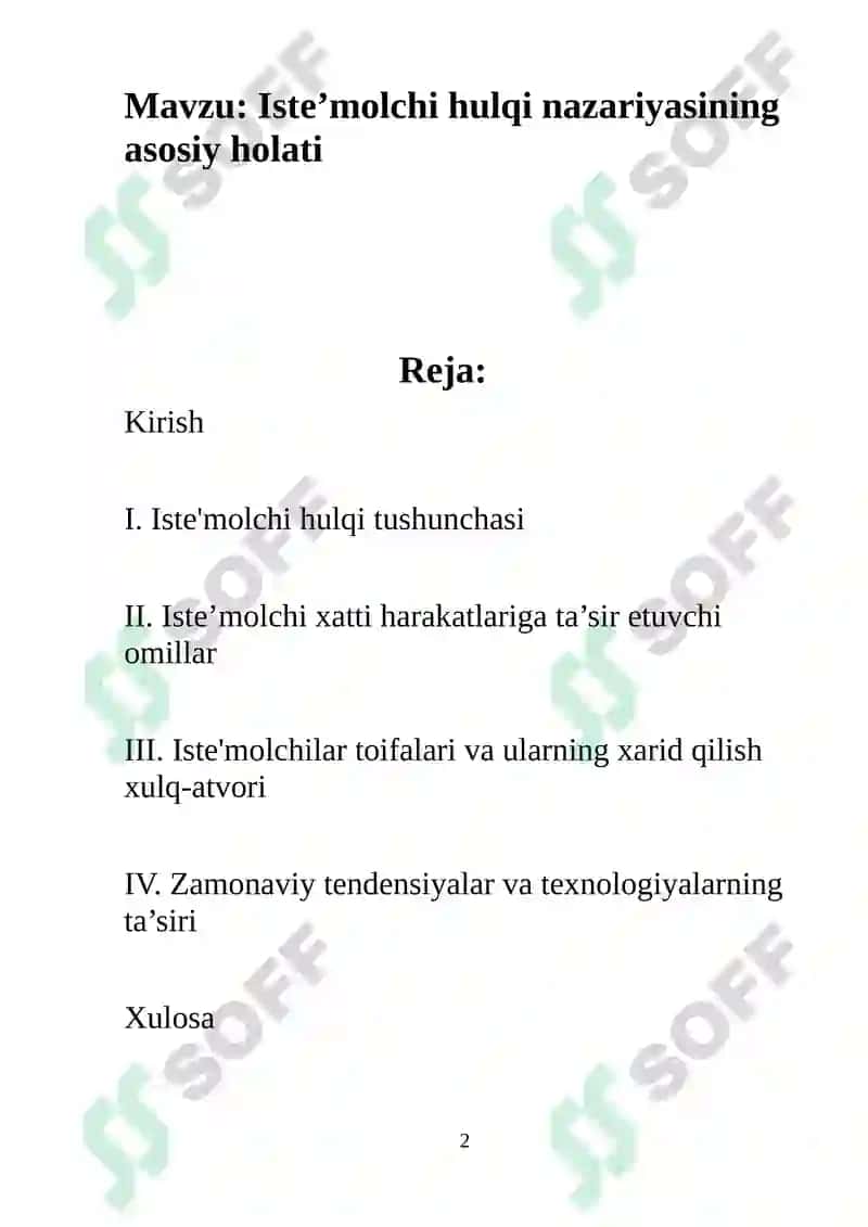Iste’molchi hulqi nazariyasi 2
