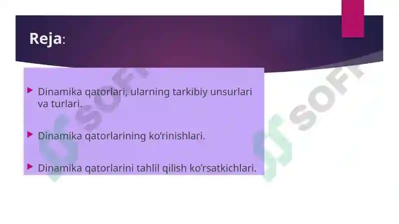 Dinamika va statistika o'rganish usullari 2