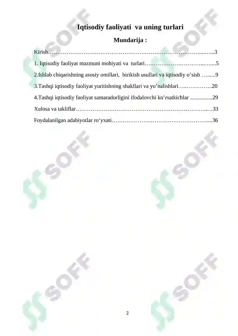 Iqtisodiy faoliyati va uning turlari 2