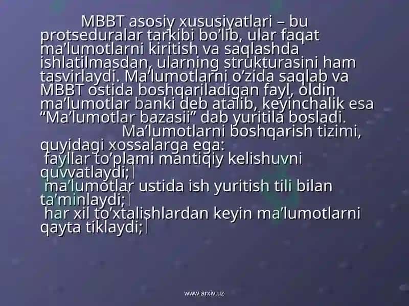 SQL tili yordamida MB yaratish 2
