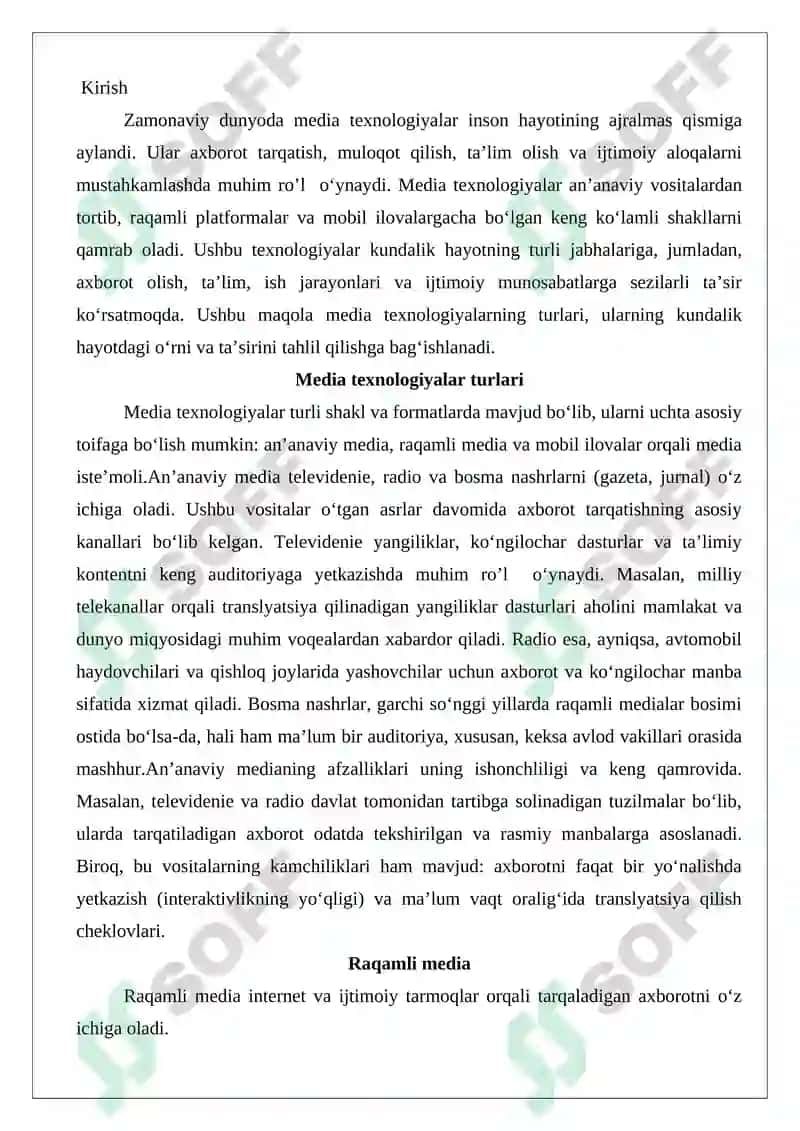 Media texnologiyalar kundalik hayotda 2