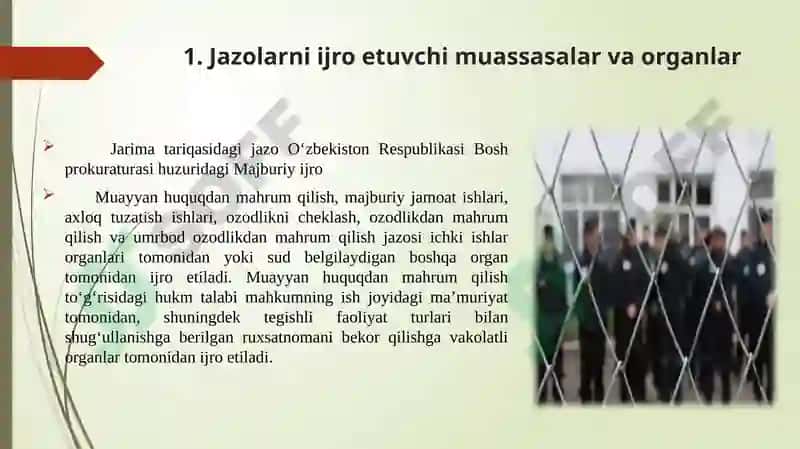 Jazolarni Vaboshqajinoyat-huquqiy Ta'sirchoralarini Ijro Etuvchi Muassasalar va Organlar 2