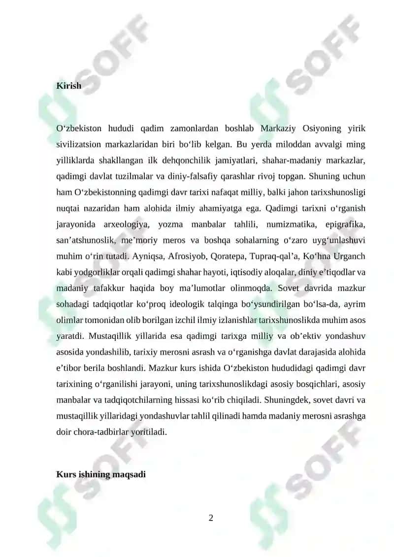 O'zbekistonda qadimgi davr tarixining o'rganilishi tarixshunosligi 2