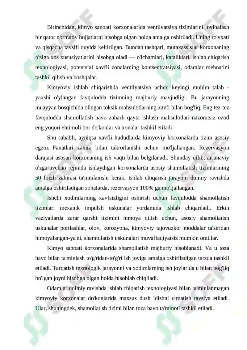 Kimyoviy jarayonlarni shamolatish va issitish tizimi 2