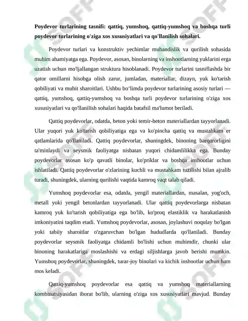 Poydevor turlari va konstruktiv yechimlar 2