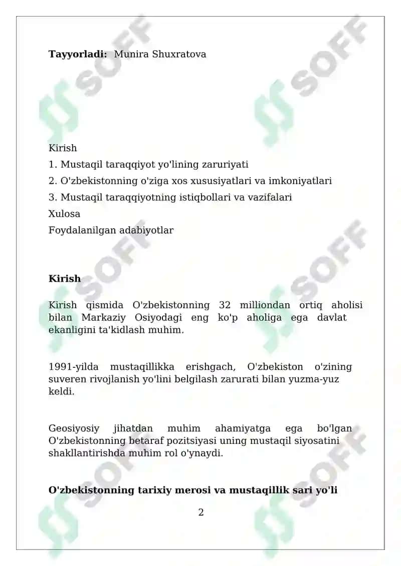 Oʻzbekistonning oʻziga xos taraqqiyot yoʻlini tanlash zarurati 2