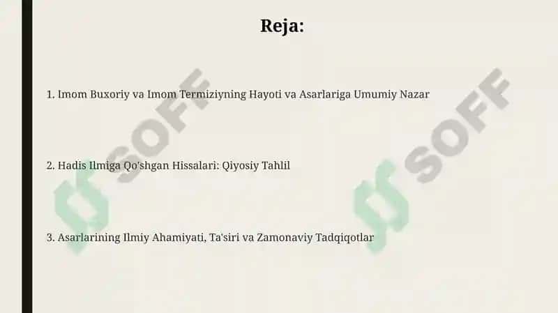 Imom Buxoriy va Imom Termiziyning hadis ilmiga qo'shgan hissalarini qiyosiy tahlili 2