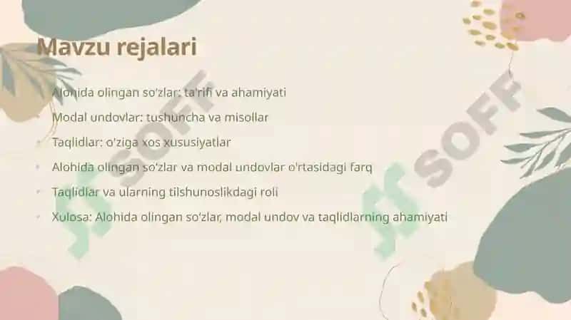 Alohida olingan soʻzlar.Modal undov va taqlidlar 2