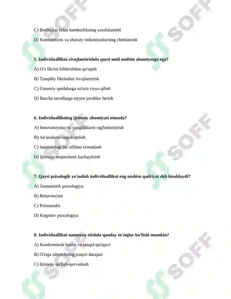 Individuallikning rivojlantirilishi 2
