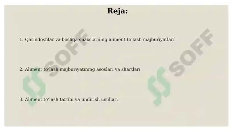 Aliment to'lash majburiyatlari 2