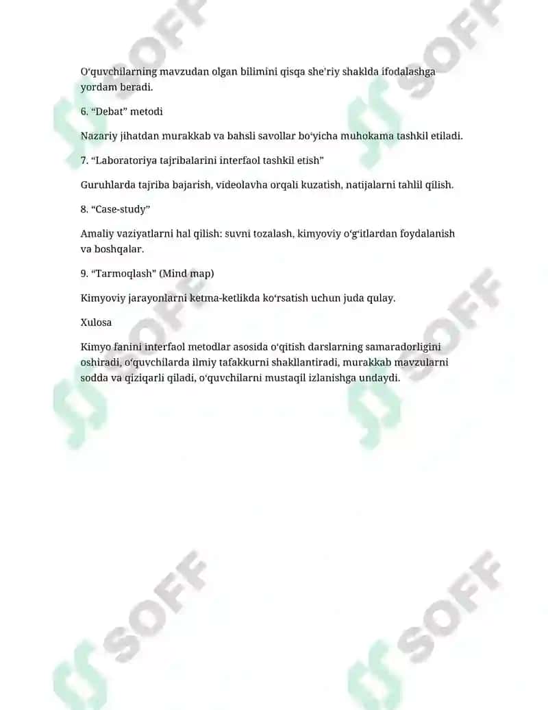 Kimyo fanini o‘qitishda interfaol metodlardan foydalanish 2