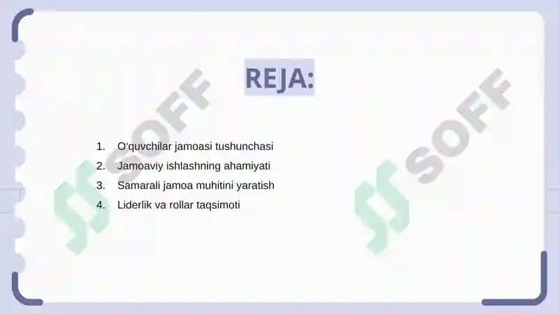 O'quvchilar jamoasi bilan ishlash va O'quvchilar jamoasini shakllantirish 2