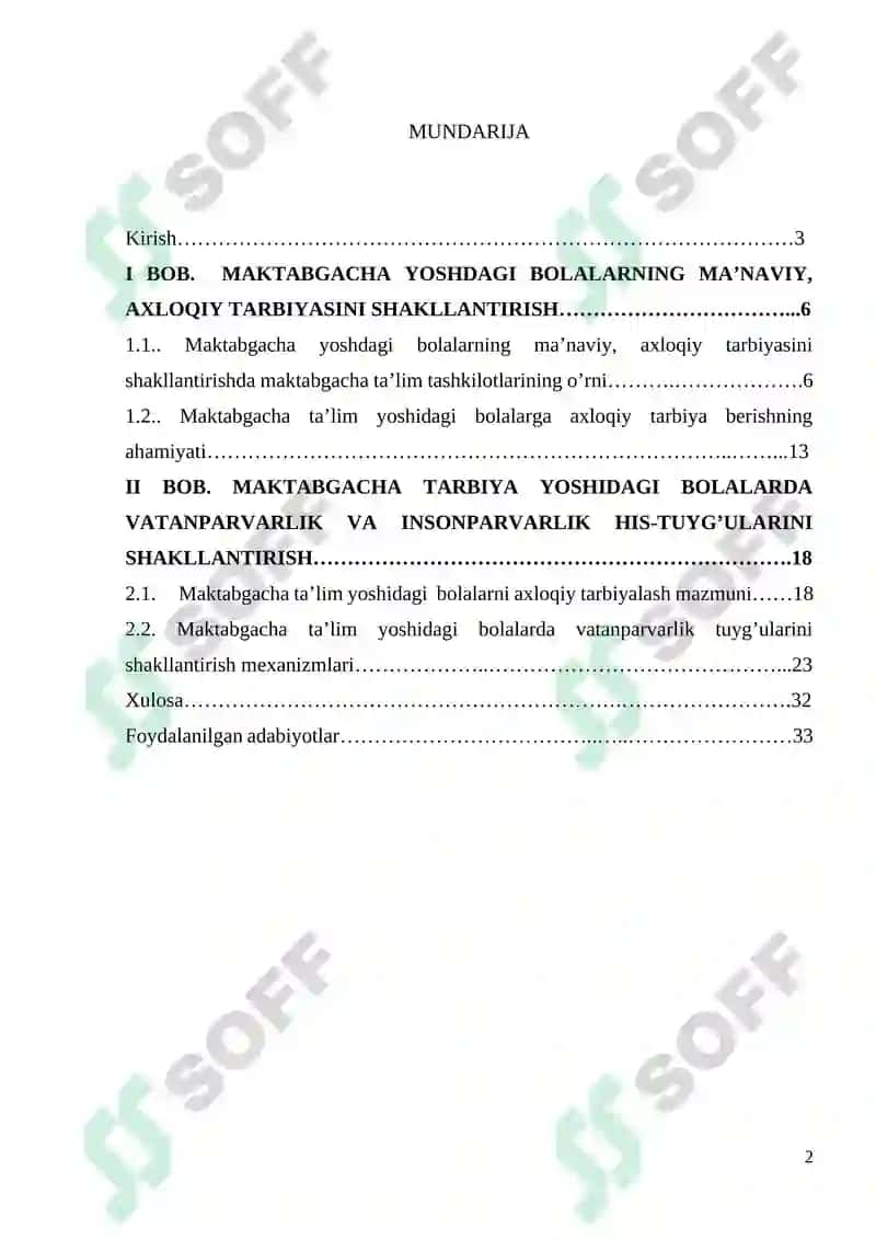 MAKTABGACHA YOSHDAGI BOLALARNING MA’NAVIY, AXLOQIY TARBIYASIDA VATANPARVARLIK, INSONPARVARLIK HIS-TUYG’USINI SHAKLLANTIRISH 2