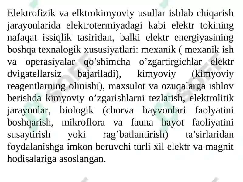 Elektrofizik va Elektrokimyoviy Ishlov Berishasoslar 2