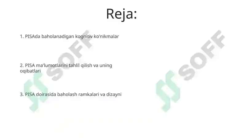 PISA xalqaro baholash dasturi va undagi aqliy faoliyat turlari 2