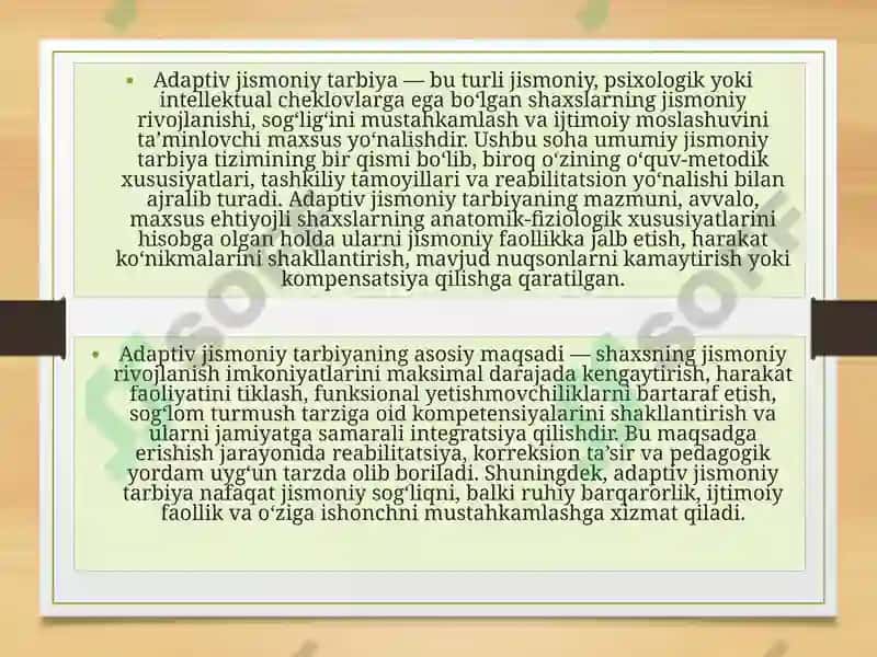 Adaptiv jismoniy tarbiya buyicha urganish usullari 2