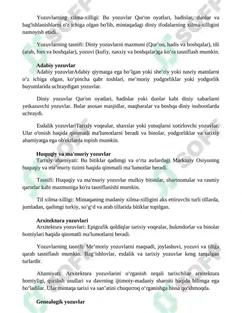 OʻRta Osiyoda Mavjud BoʻLgan Yozuvlar Ularning Tasnifi (OʻRta Asrlar Davri) 2