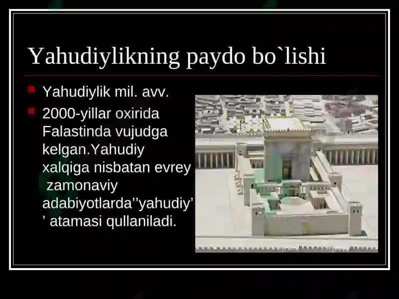 Yahudiylik dinini paydo bulishi 2