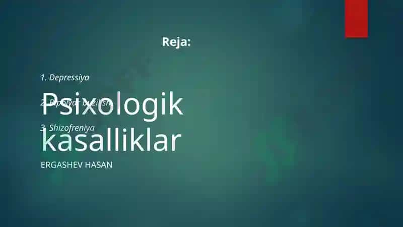 Psixologik kasalliklar 2