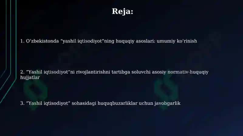 O‘zbekistonda “yashil iqtisodiyot”ning huquqiy asoslari 2