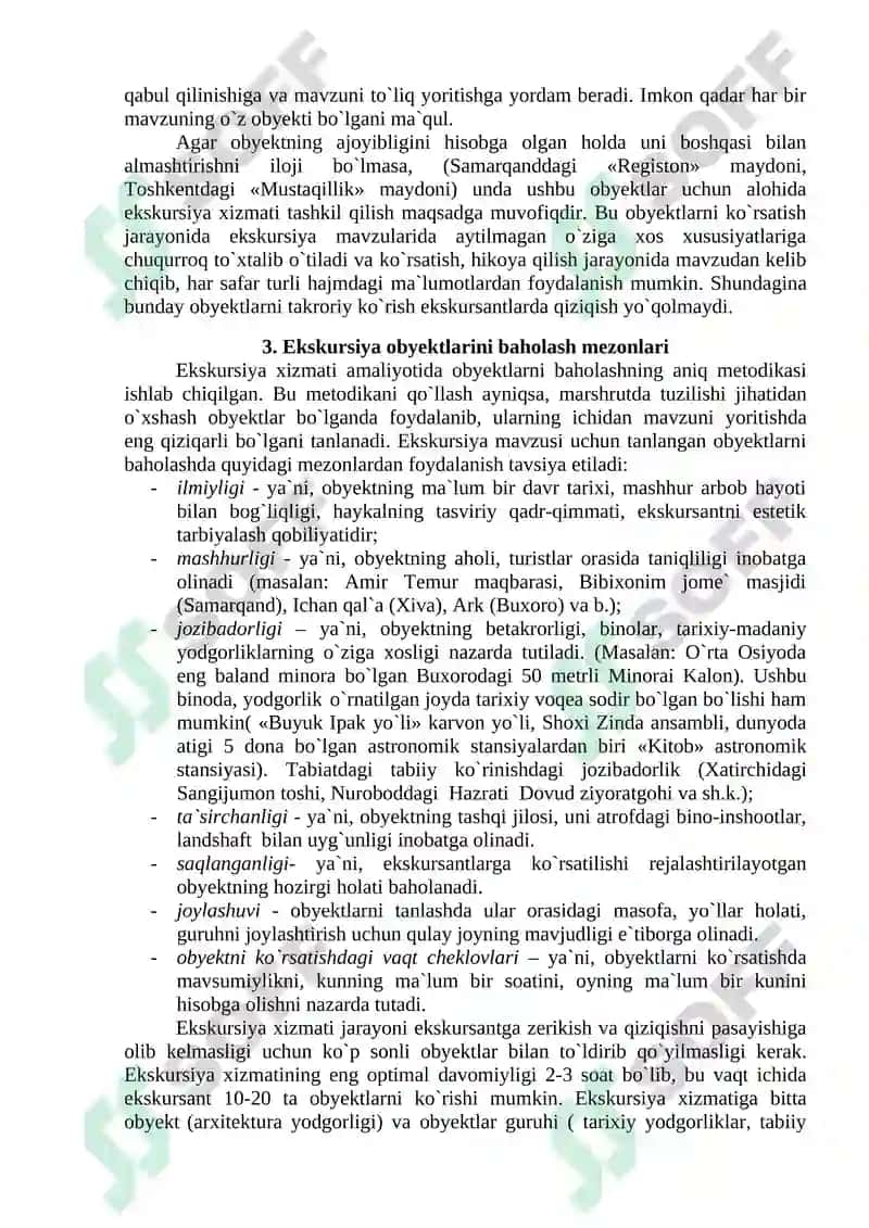 Ekskursiya xizmati obyektlari 2