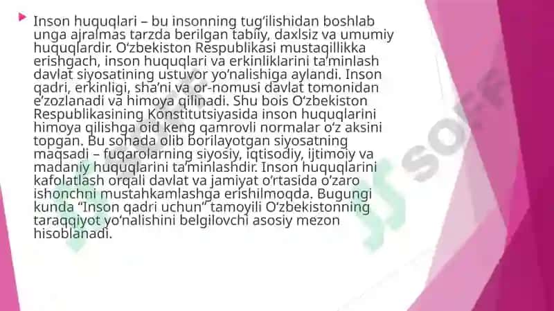O'zbekistonda inson huquqlari va kafolatini yaratilishi 2