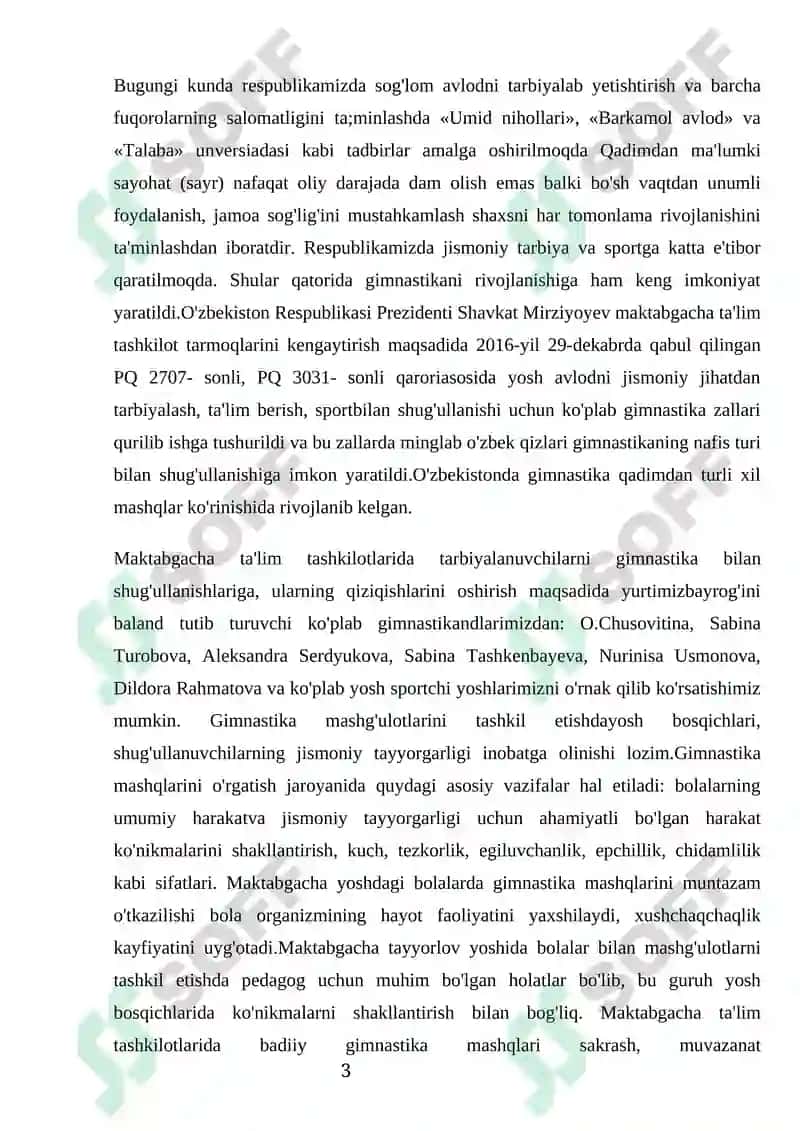 Gimnastika darslarini tashkil qilish va oʻtkazish 2