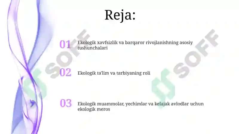 Ekologik xavfsizlik va barqaror rivojlanishning asosiy tushunchalari 2