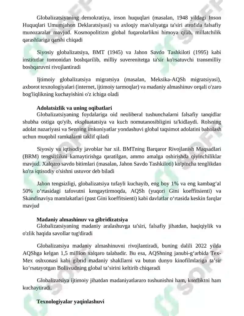 Globallashuv jarayonining ijtimoiy va falsafiy ahamiyati 2