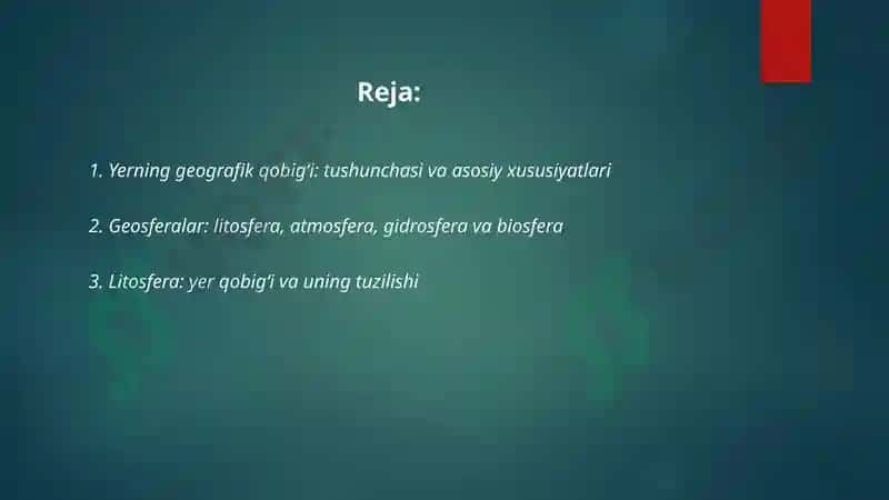 Yerning geografik qobig‘i. Biosfera 2