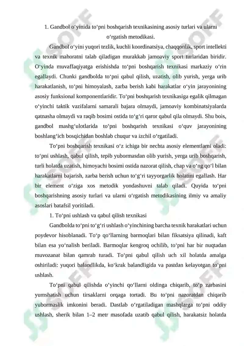 Gandbol O‘yinida To‘pni Boshqarish Texnikasi 2