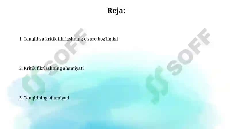 Tanqid va tanqidiy fikrlashi muhumligi 2