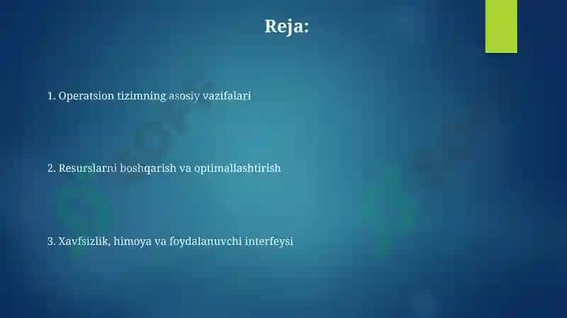 Operatsion tizimlarning vazifalari 2