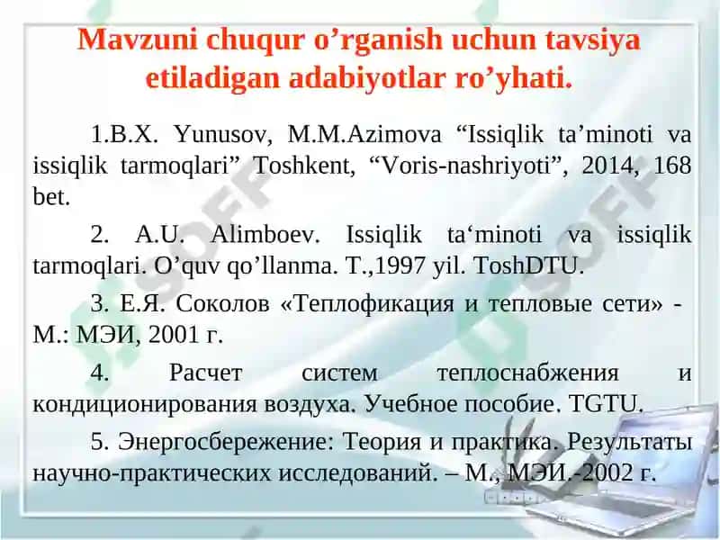 Issiqlik yuklamalar. Yillik issiqlik yuklamalar. 2