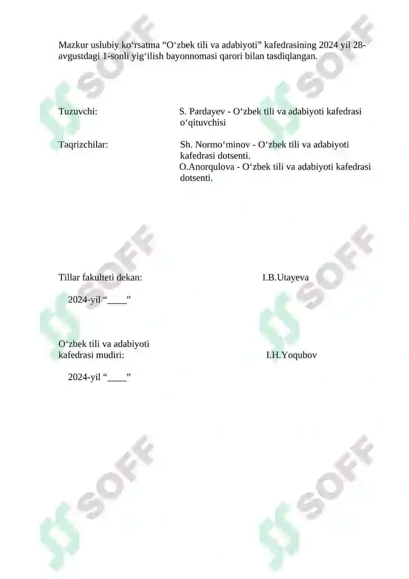 Kurs ishini tashkil etish bo‘yicha ko‘rsatmalar 2