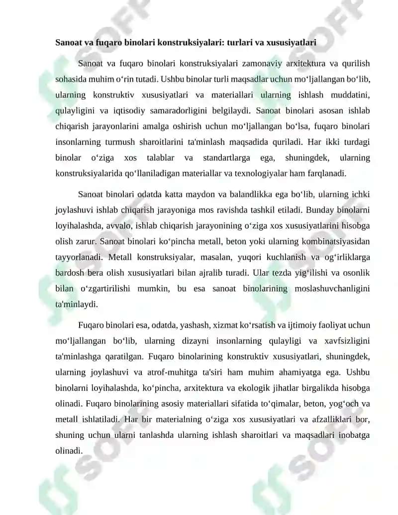 Sanoat va fuqaro binolari konstruksiyalari 2