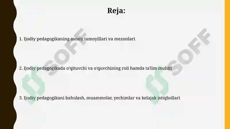 Kreativ pedagogika fanini tamoyillari va mezonlari 2