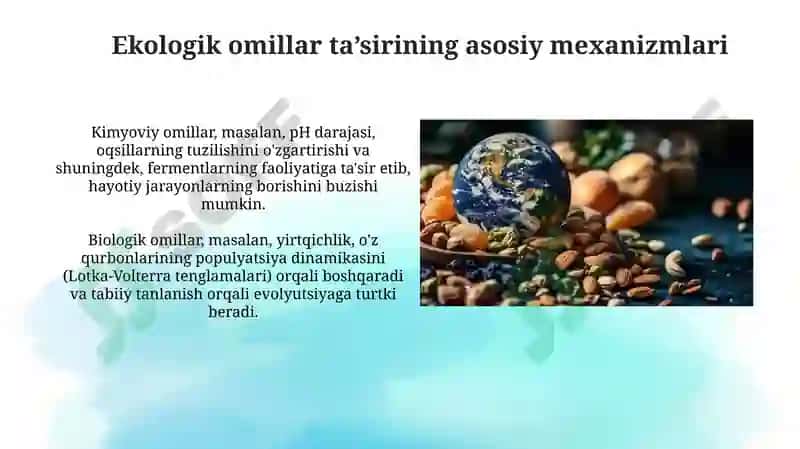 Turli ekologik omillarning tirik organizmlarga ta'sir etish mexanizmlari 2