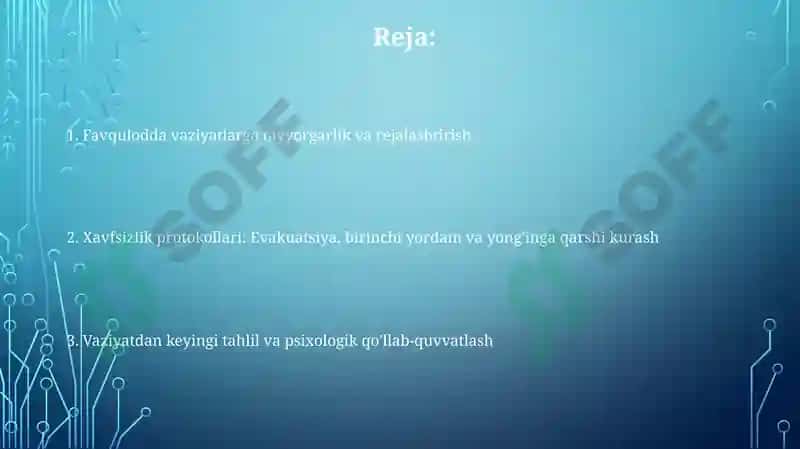 Favqulodda vaziyatlarda ishchilarni muhofaza qilish 2