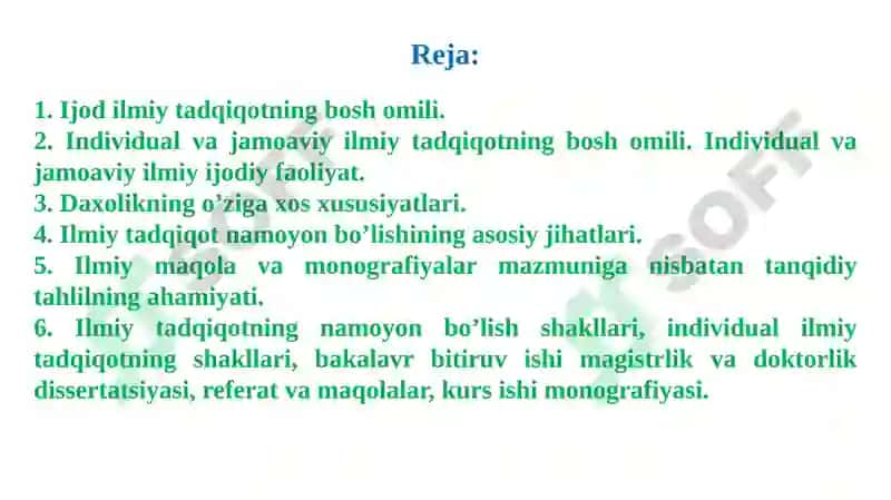 Ilmiy tadqiqot faoliyatining namoyon bo’lish shakllari 2