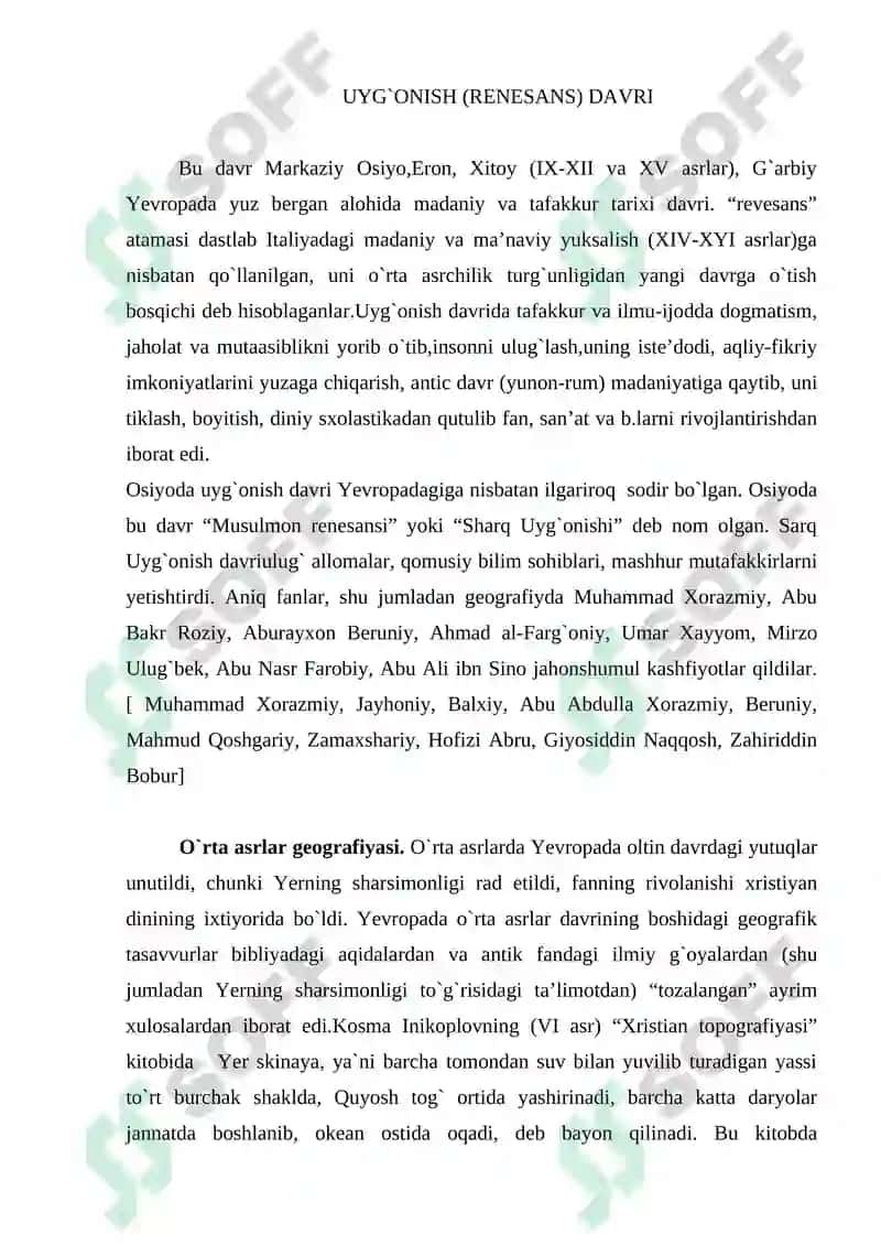 O`rta asr va buyuk geografik tadqiqotlarga tayyorgarlik davri geografiyasi 2