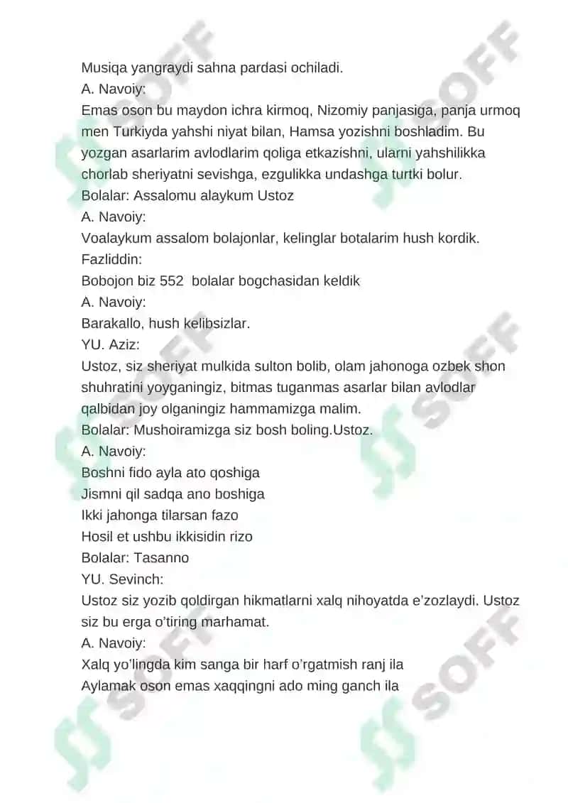 G'azal mulki sultoni Mir Alisher Navoiyga senariy 2