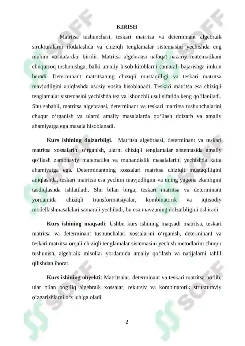 Matritsa algebraasi, determinant va teskari matritsa 2